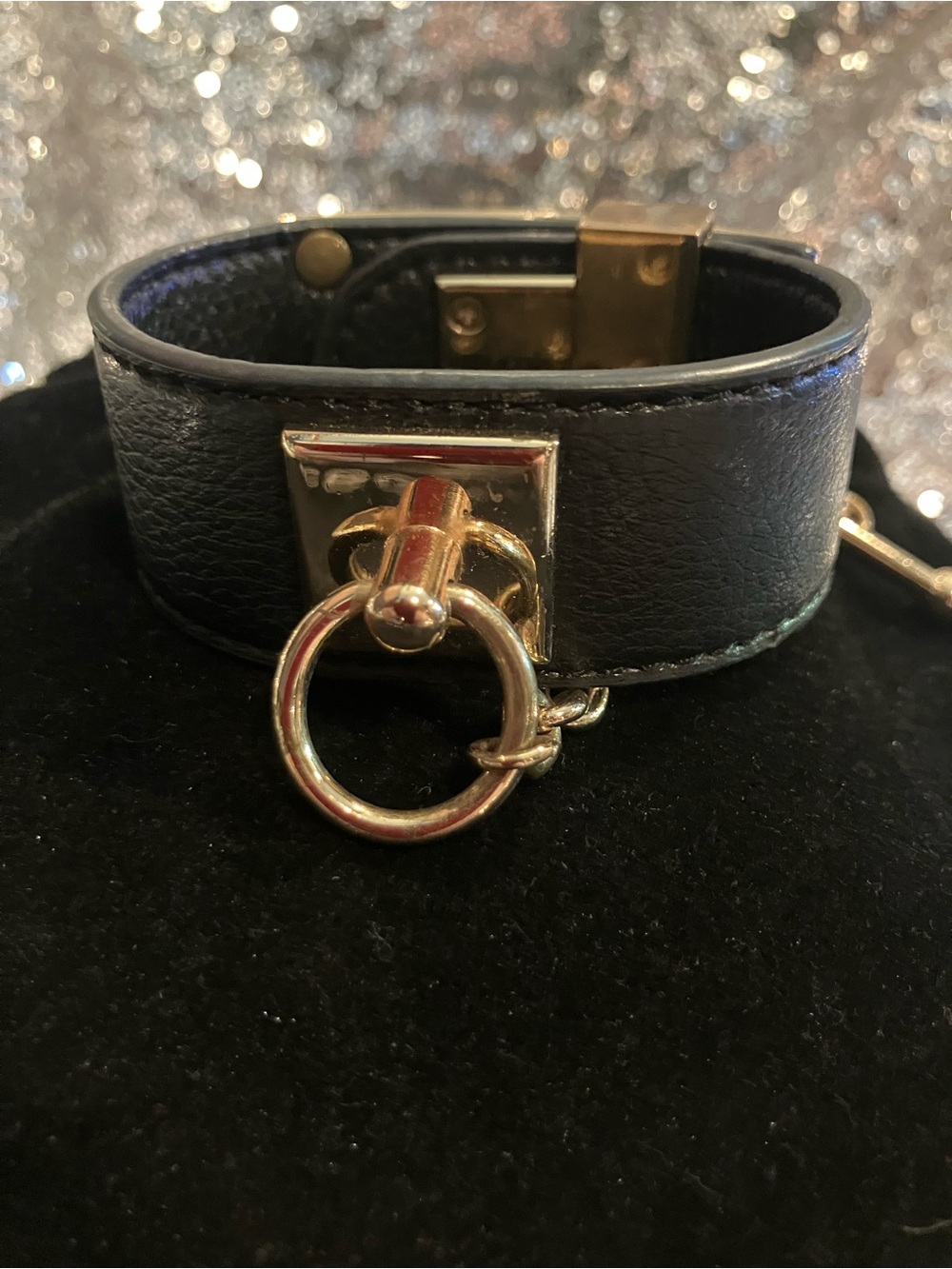 BCBGMaxAzria Set of 2 Black Leather Toggle Cuff Bracelets - Picture 6 of 9